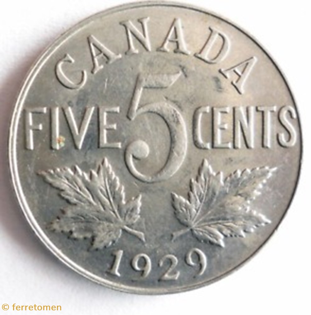 George V | 1929 | 5 Cent coins world canada george v 1929 5 cent