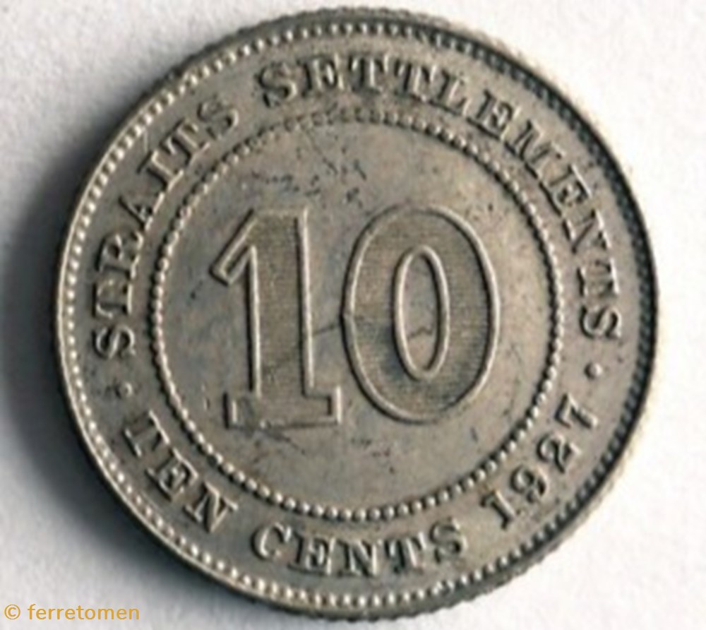 Colonial Straits Settlements | 1927 | 10 Cents | George V coins british colonies colonial straits settlements 1927 10 cents george v