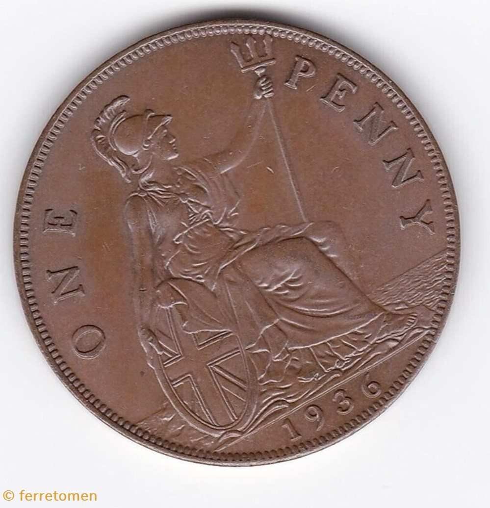 George V | 1936 | Penny coins world united kingdom george v 1936 penny