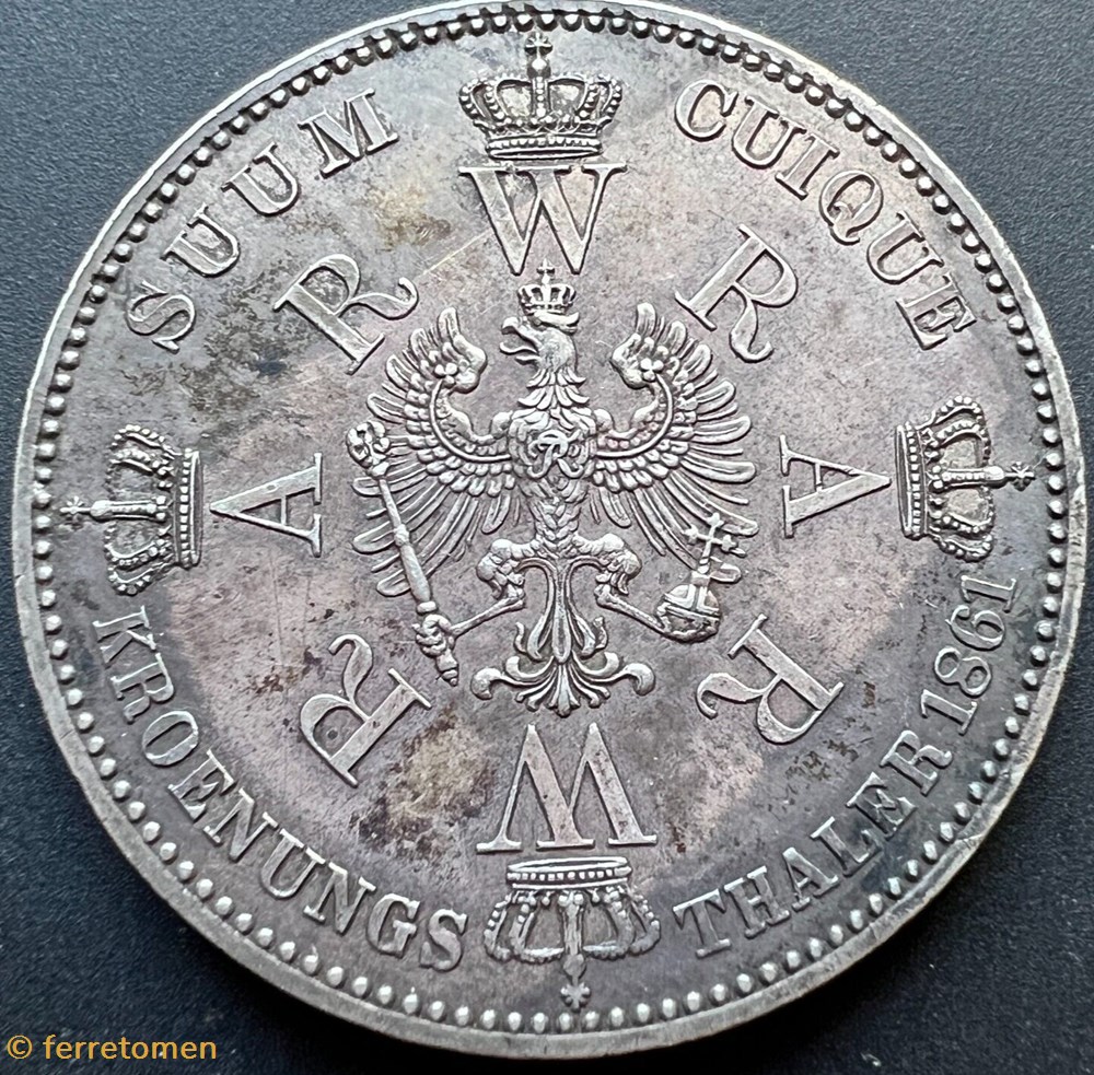 Prussia (Wilhem) | 1861 | Coronation, Toned coins world germany prussia wilhem 1861 coronation toned