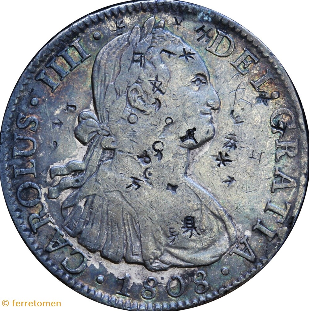 coins world charles iii spain 1808 8 reales chopmarks