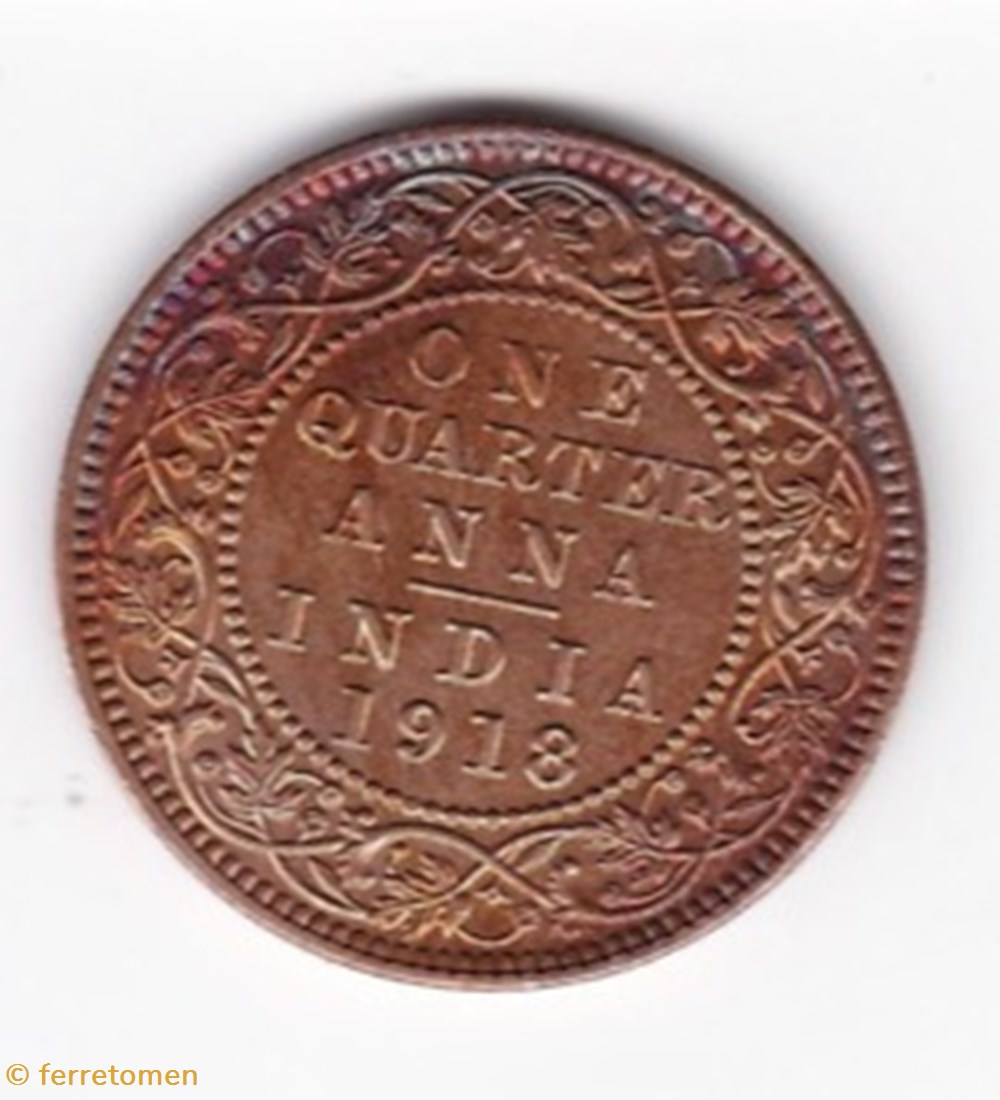 coins british colonies colonial india 1918 george v 1 4 anna