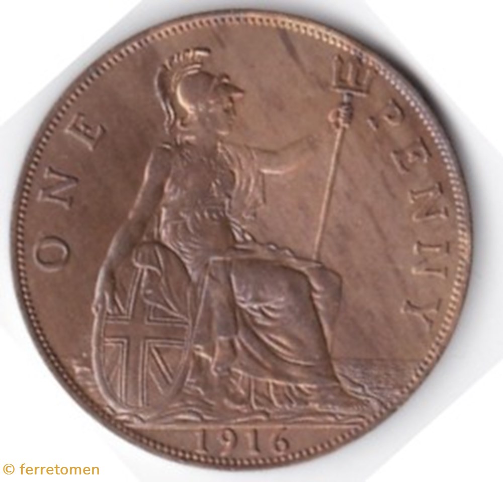 George V | 1916 | Penny coins world united kingdom george v 1916 penny