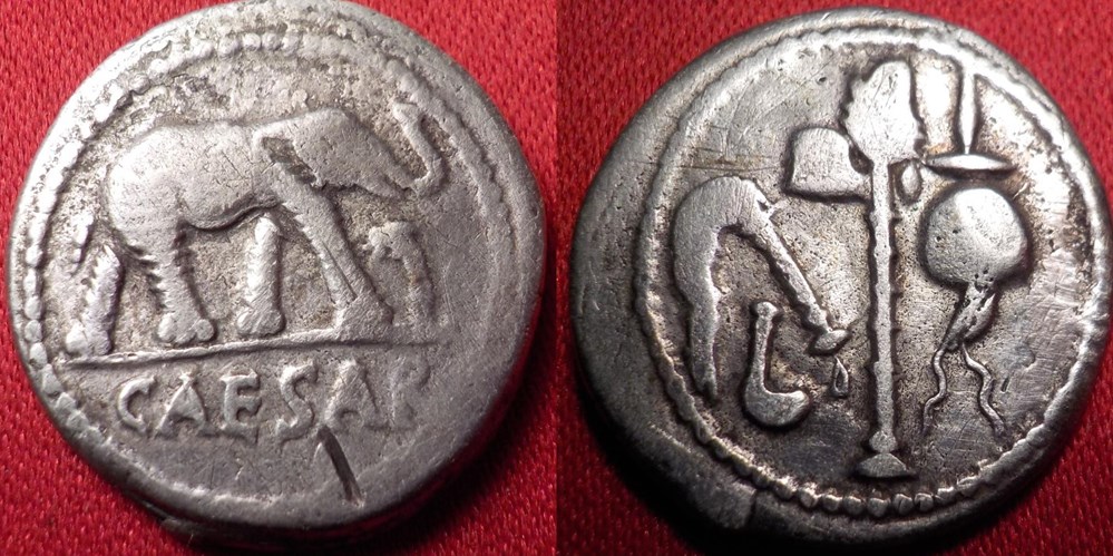 coins ancient to julius caesar ar denarius elephant 49 44 bc