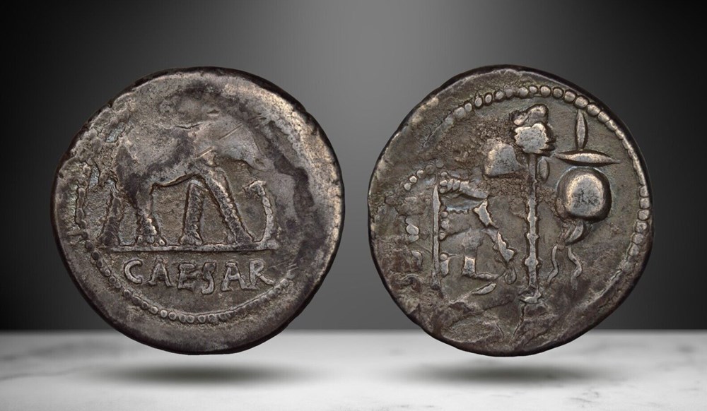 JULIUS CAESAR AR Denarius Elephant 49-44 BC (Error Coin) coins ancient to julius caesar ar denarius elephant 49 44 bc error coin