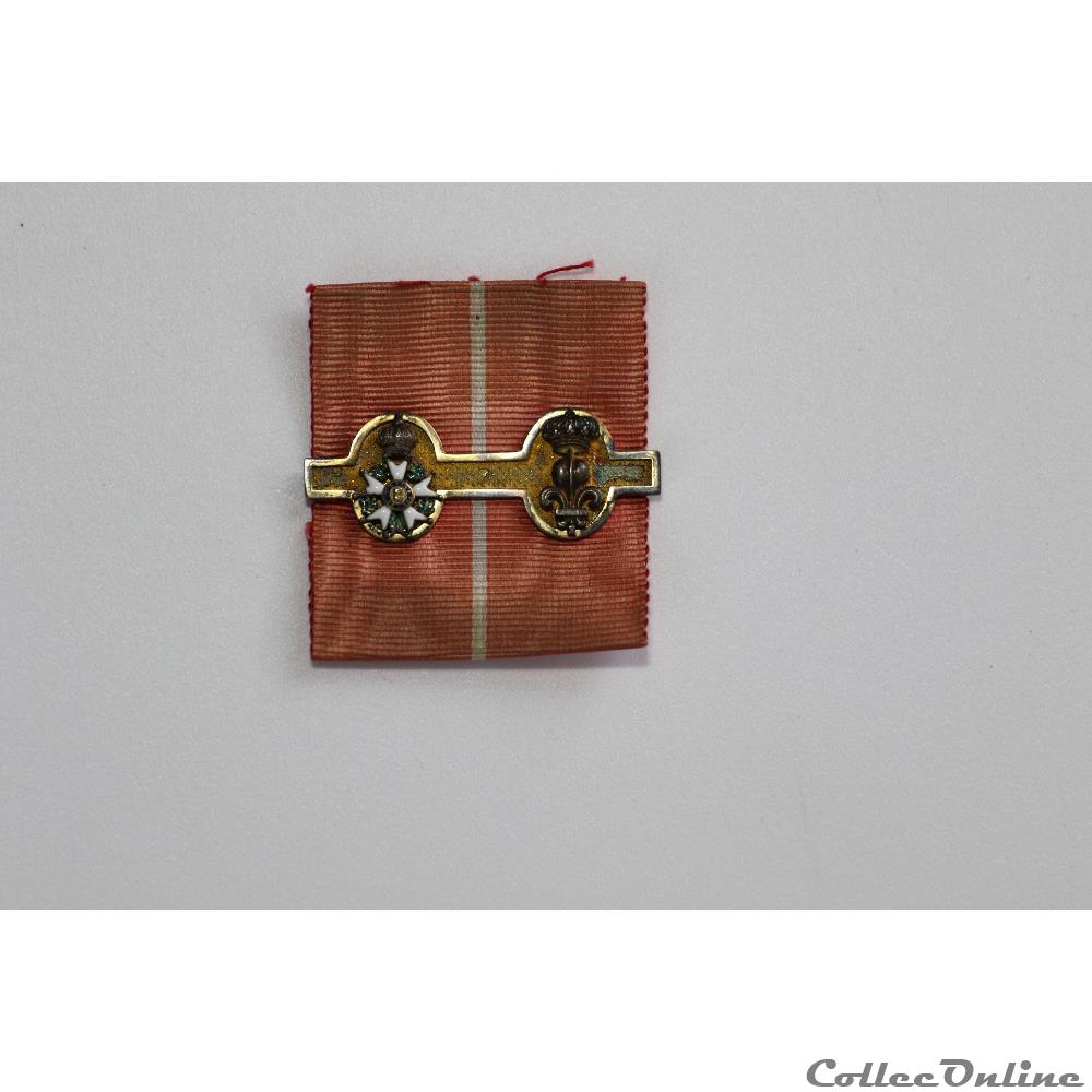 BARETTE LH et LYS RESTAURATION militarium medaille insigne barette lh et lys restauration