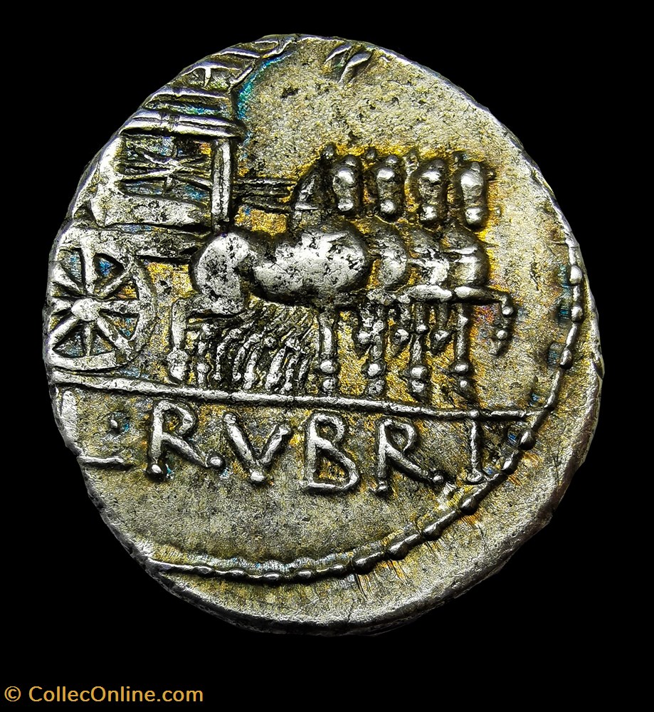 Denarius Rubrius monnaies antiquite av jc ap romaines republicaines imperiales denarius rubrius