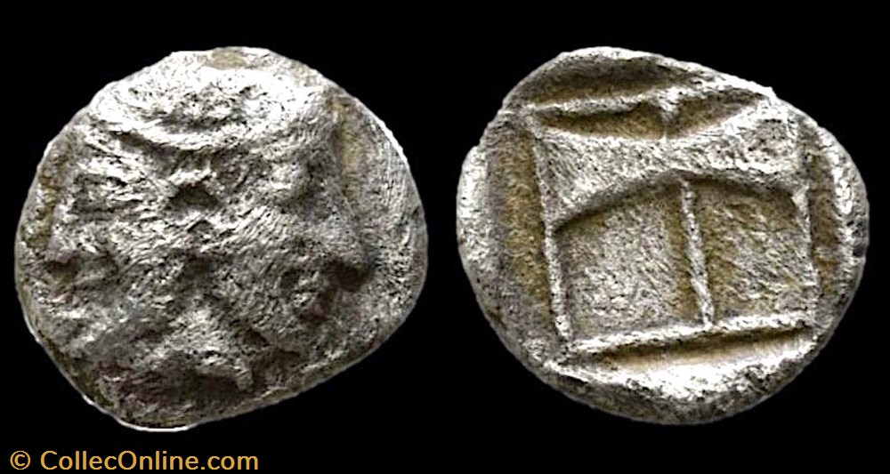 Troade - Tenedos (BC 480-450) Obole monnaie antique av jc ap grecque troade tenedos bc 480 450 obole
