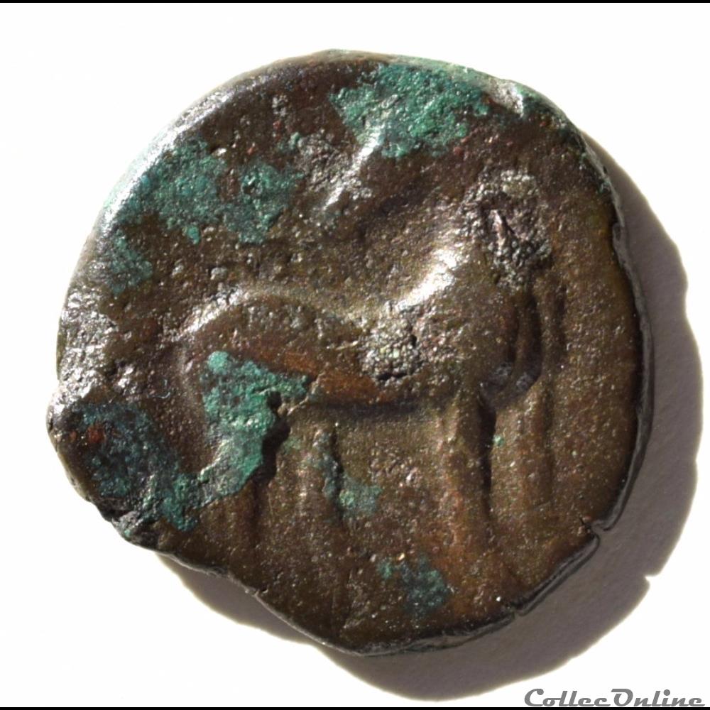 Zeugitane Carthage (221 - 210 Av. JC) tête de Tanit / cheval monnaie antique grecque zeugitane carthage 221 210 av jc tete de tanit cheval