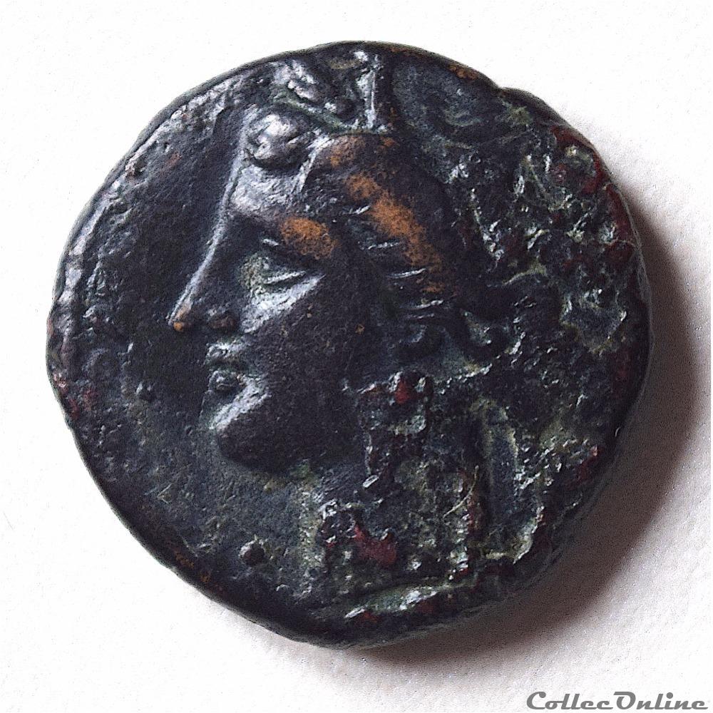 SICILE (Syracuse) Hiéron II - Litra (Revers Taureau ) - Unité de Bronze - (-275 - 265) 2 monnaie antique grecque sicile syracuse hieron ii litra revers taureau unite de bronze 275 265