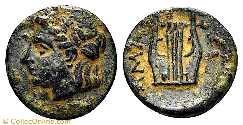 Troas, Hamaxitos. (400-310 av. JC.) Apollon à la Lyre monnaie antique grecque troas hamaxitos 400 310 av jc apollon a la lyre