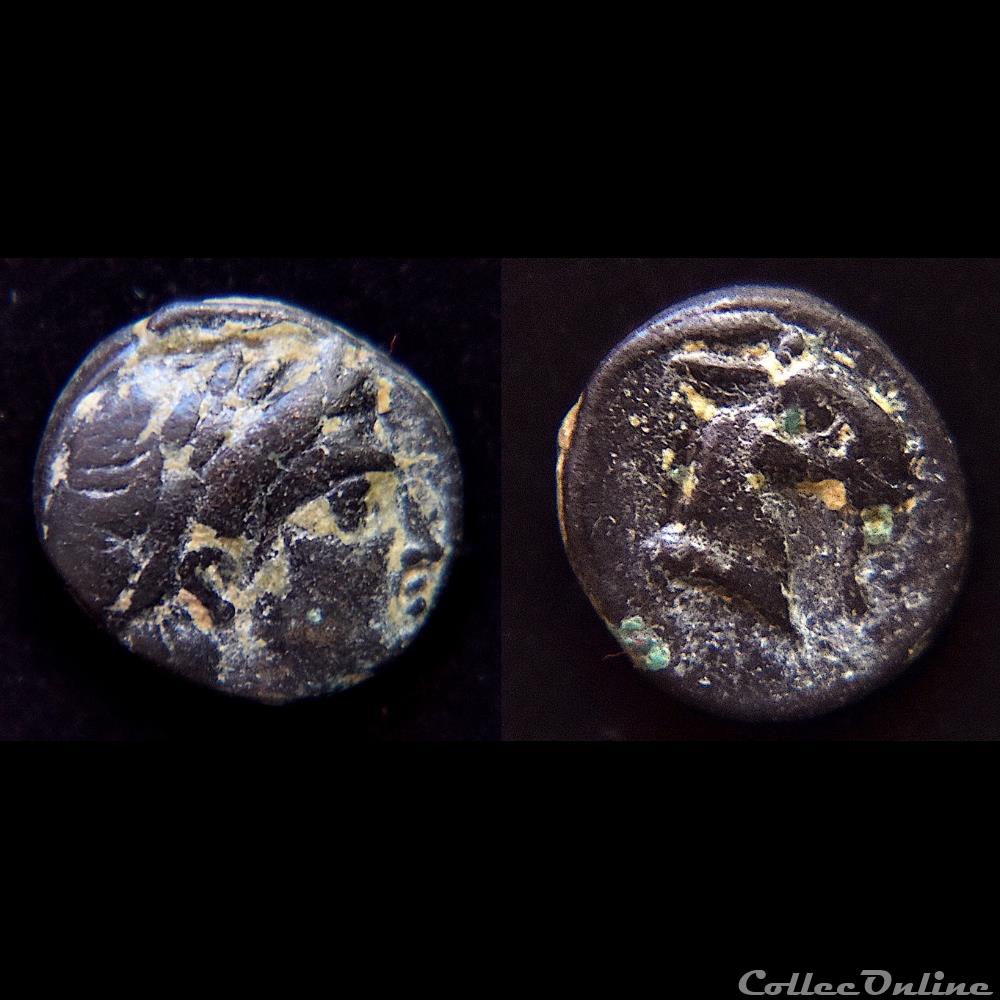 Aeolis . Aegae (C.-B. 400-300) AE 9 - Apollon / Tête de Chèvre monnaie antique av jc grecque aeolis aegae c b 400 300 ae 9 apollon tete de chevre