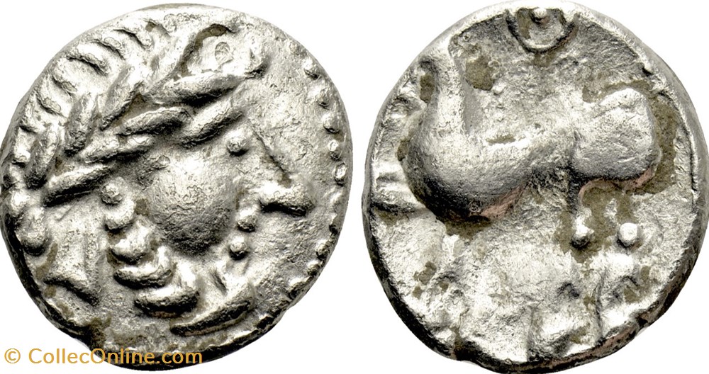 CELTES DU DANUBE - PANNONIE (IIe - Ier siècle avant J.-C.) Drachme du “type de Kugelwange" monnaies antiquite jc ap celtes du danube pannonie iie ier siecle avant j c drachme du type de kugelwange