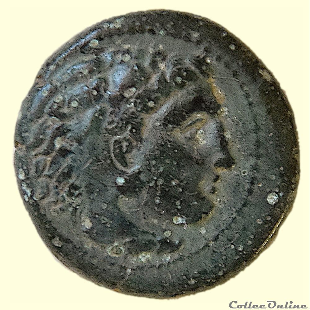 Alexandre III, (336 - 323 av. J.-C.) Unité de Bronze "tête d'Héraclès" 2 monnaie antique grecque alexandre iii 336 323 av j c unite de bronze tete heracles