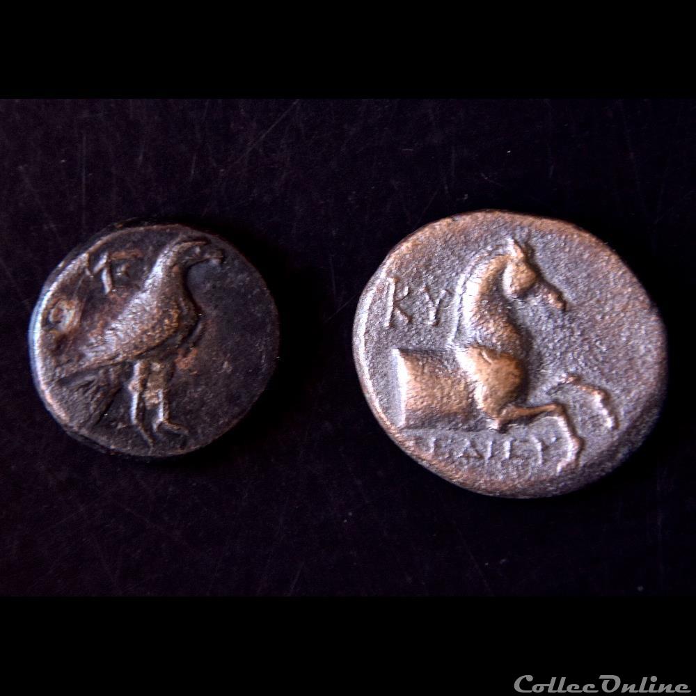 Aeolis - Kyme, Unité de Bronze, (250 - 200 av jc) 4 monnaie antique grecque aeolis kyme unite de bronze 250 200 av jc