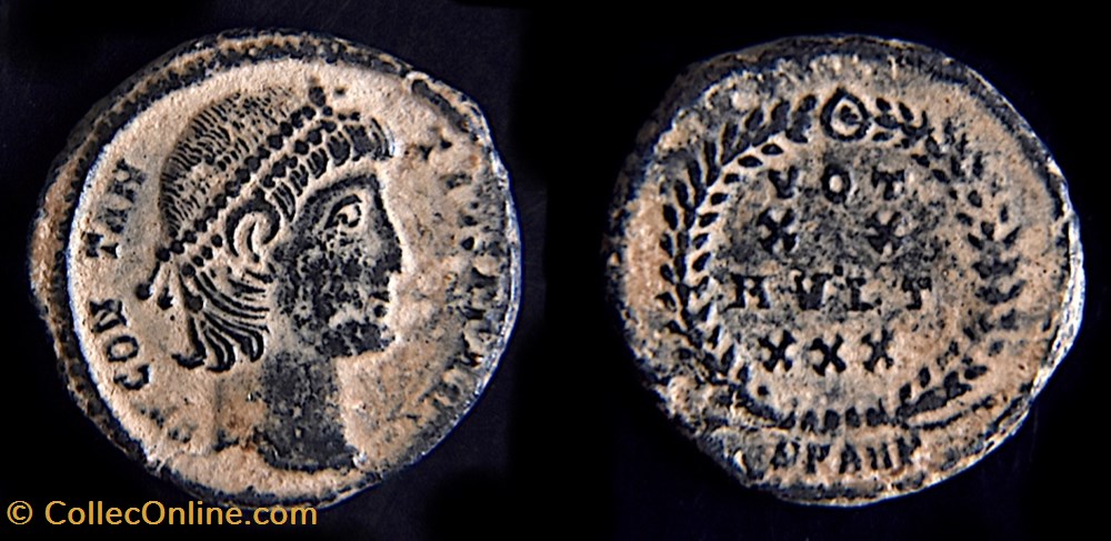 Constance II Nummus pour Antioche 347-348 A.D - RIC 113 monnaies antiques romaines republicaines imperiales constance ii nummus pour antioche 347 348 a d ric 113