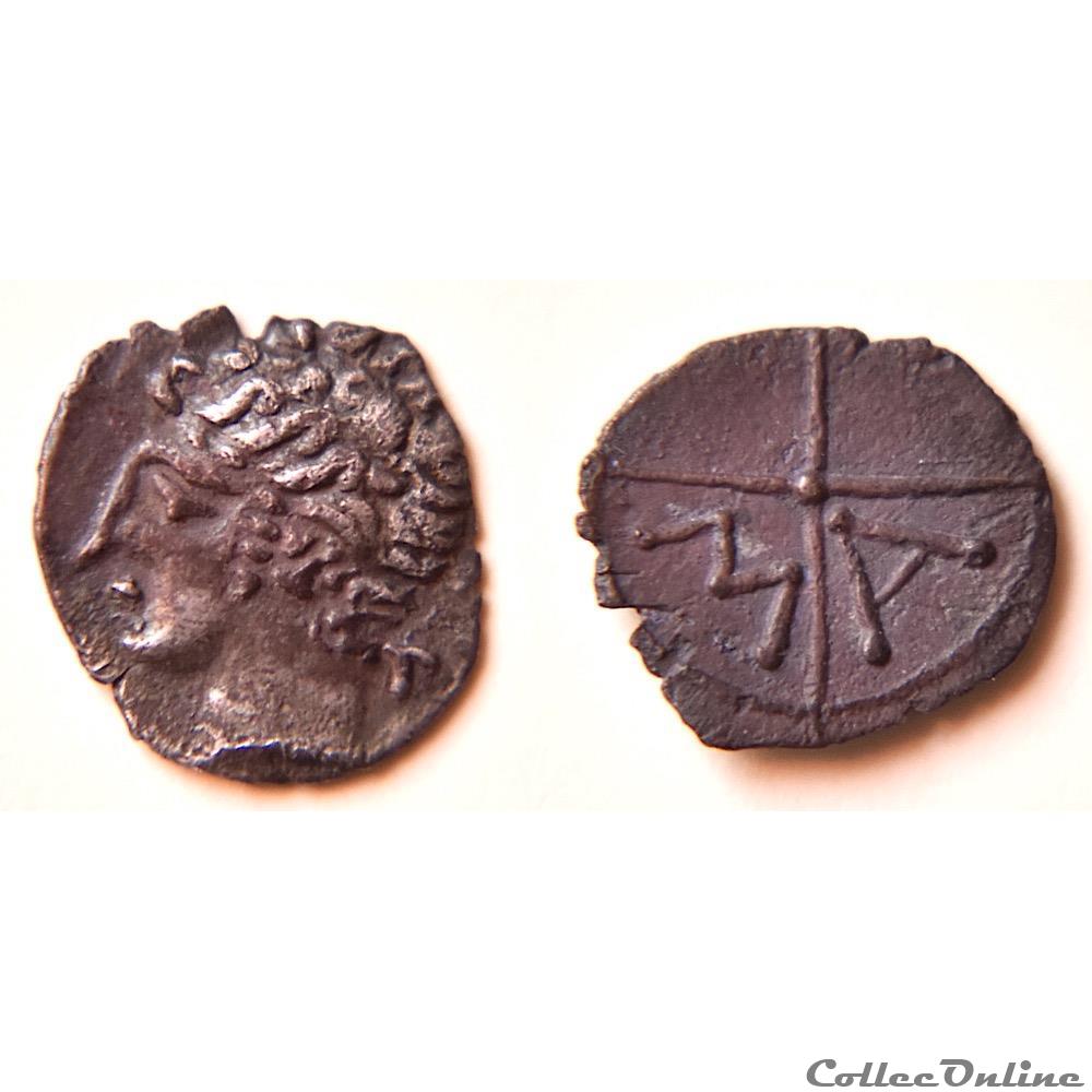 Obole au T & MA - Volques Arécomiques - monnaie antique gauloise obole au t ma volques arecomiques