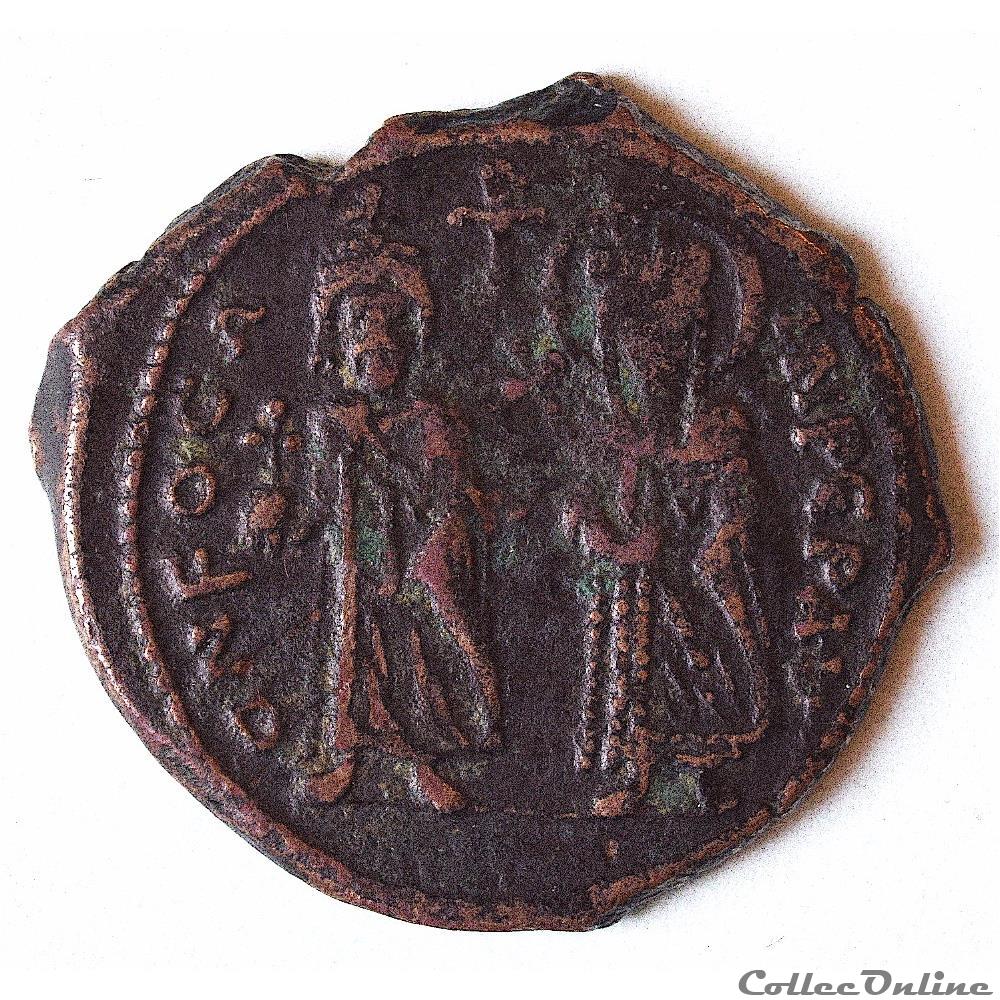 monnaie antique byzantine phocas leontia 602 610 follis antioche annee i