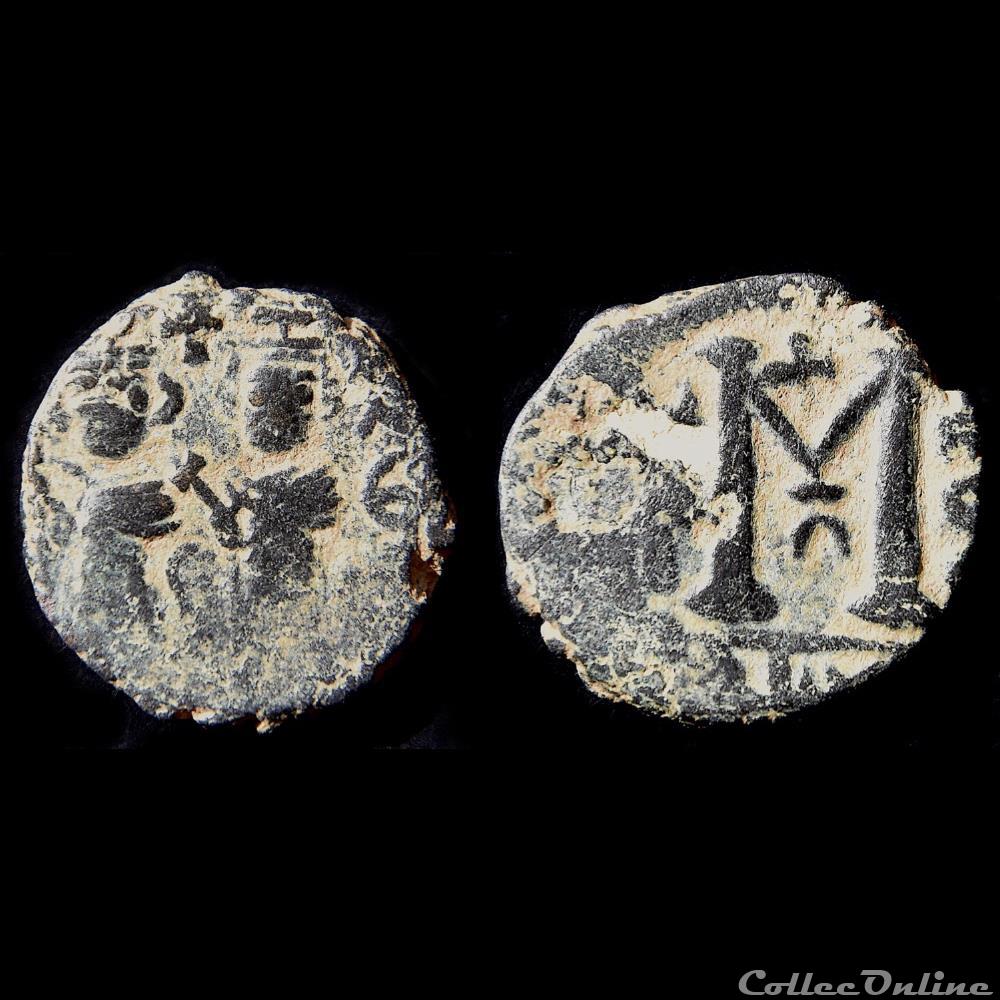 Califat MU'AWIYA. Légendes mixtes - Baalbek (660 - 680 A.D) Contremarque Type B1b monnaie antique autre califat mawiya legendes mixtes baalbek 660 680 a d contremarque type b1b