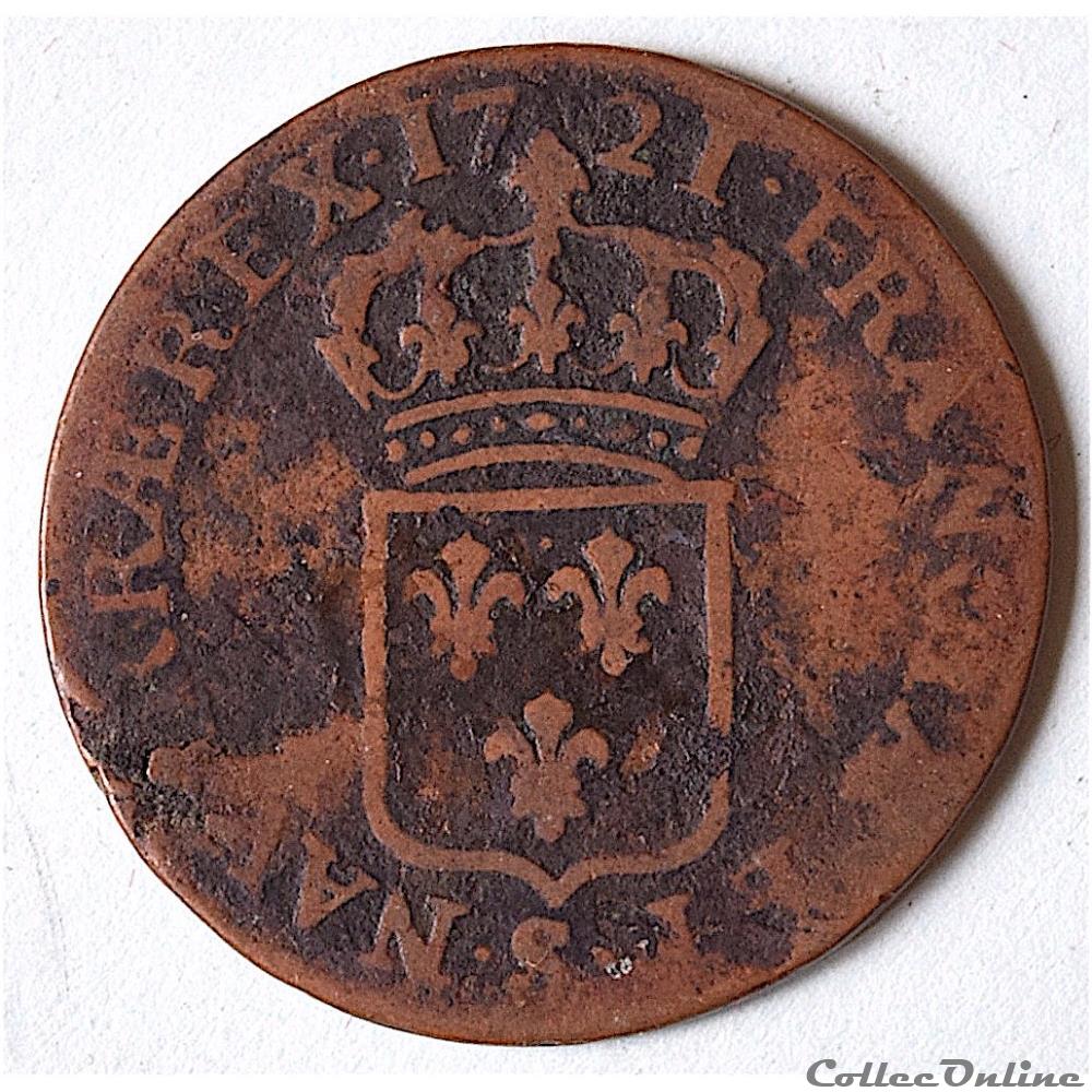 LOUIS XV DIT LE BIEN AIMÉ (1710 - 1774) Liard au buste enfantin 1721 Reims monnaie france royale louis xv dit le bien aime 1710 1774 liard au buste enfantin 1721 reims