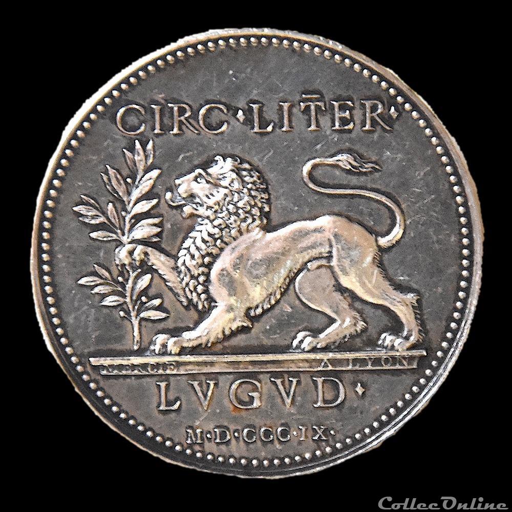 LYON Jeton en argent du Cercle littéraire 1809 2 medaille france royaux de noblesse lyon jeton en argent du cercle litteraire 1809