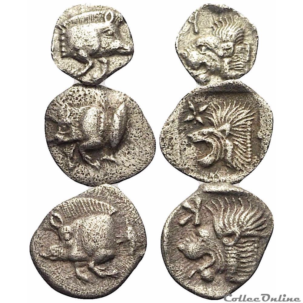 Mysie Kyzikos . 2 Hemioboles et 1 Obole, (Vème s. av. Chr.) Atelier : Kyzikos monnaie antique grecque mysie kyzikos 2 hemioboles et 1 obole veme s av chr atelier kyzikos