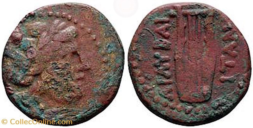 Sicile - Lilybaeum (208-180 av. j.c-) Bronze Apollon à la Lyre monnaies antiques romaines imperiales et republicaines sicile lilybaeum 208 180 av j c bronze apollon a la lyre