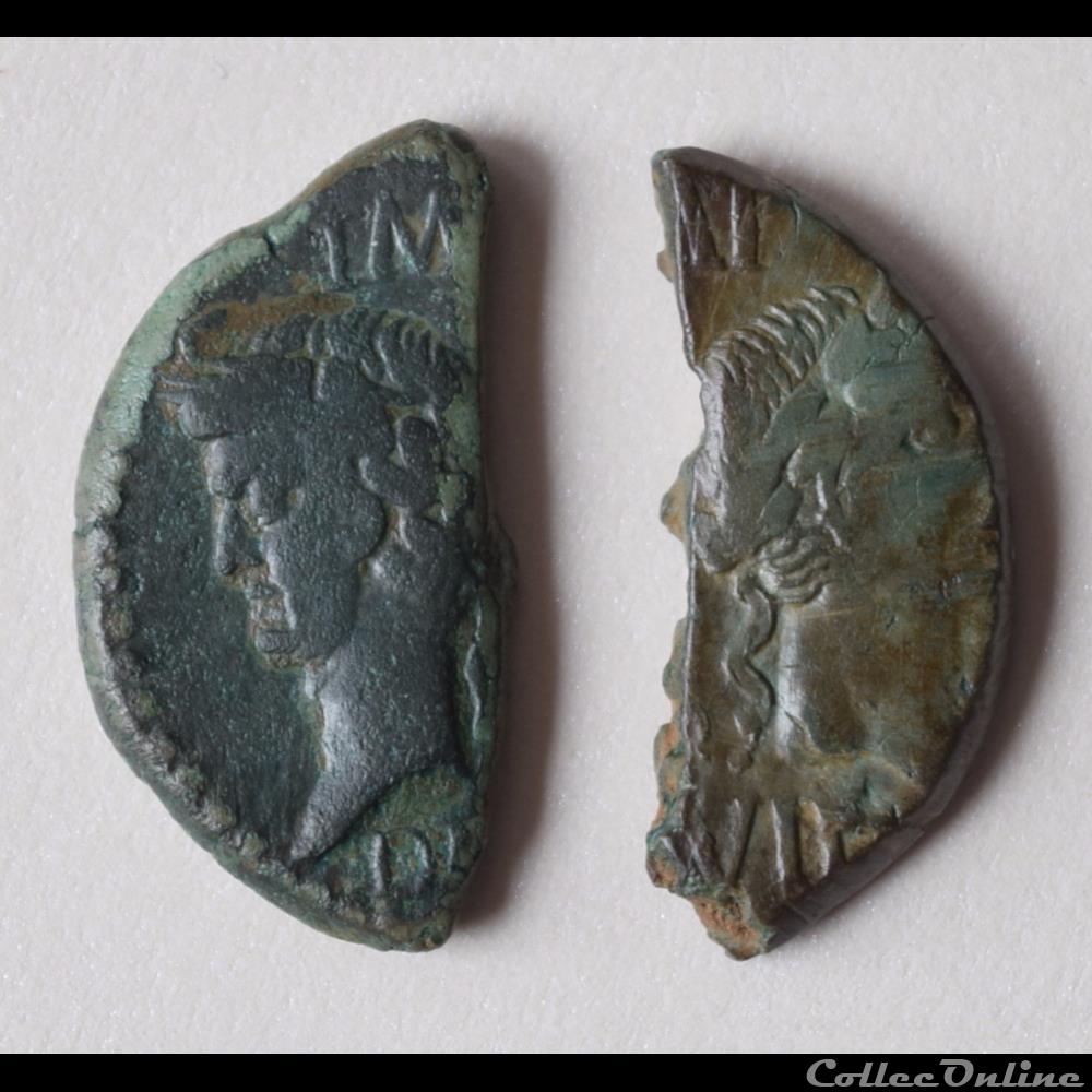 2 demi-As ou Dupondius de Nîmes (De type III) monnaies antiquite av jc ap romaines republicaines imperiales 2 demi as ou dupondius de nimes de type iii