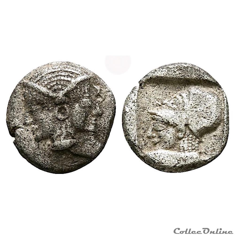 Mysia Lampsakos Obole & Diobole Janus Athena (500-470 av.jc.) 3 monnaie antique grecque mysia lampsakos obole diobole janus athena 500 470 av jc