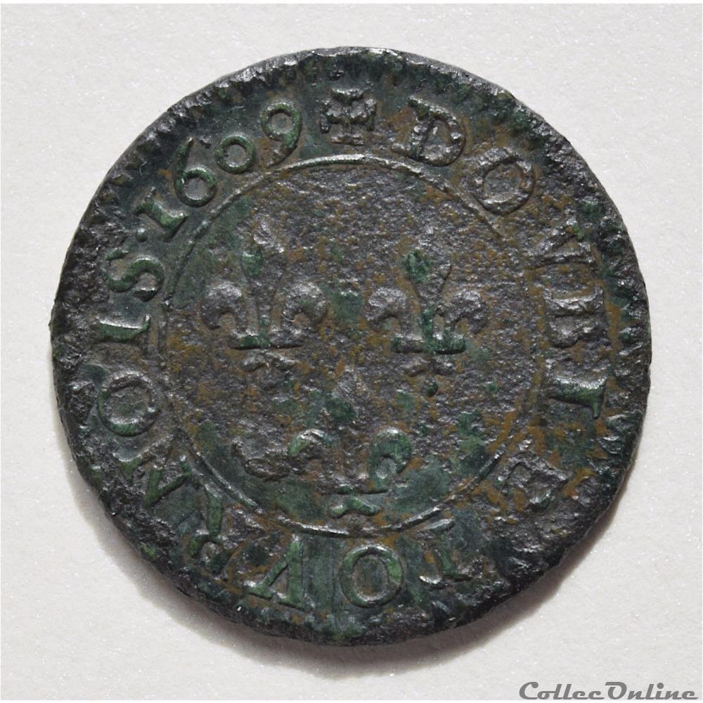 HENRI IIII (IV) (1589 - 1610) - Double tournois 1609 A (Paris) 4 monnaie france royale henri iiii iv 1589 1610 double tournois 1609 a paris