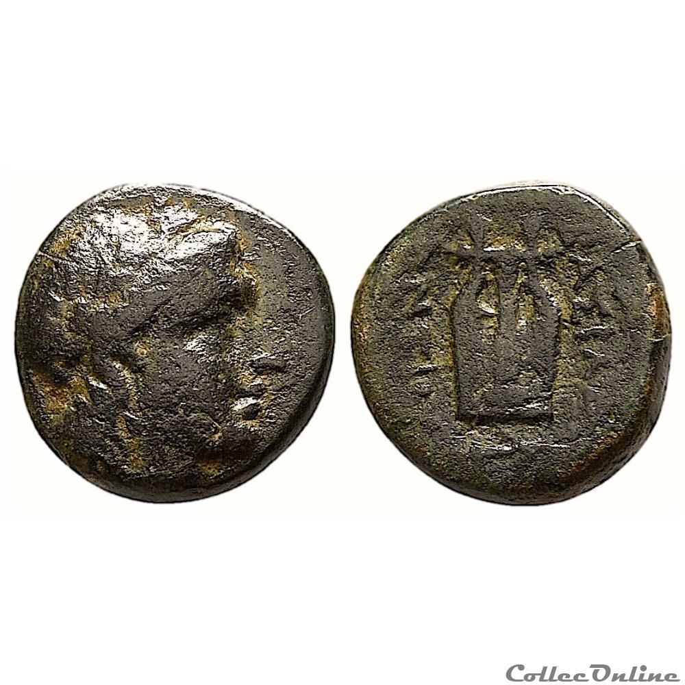 monnaie antique grecque antiochos viii akko ptolemais 12 apollo lyre 121 96 av j c