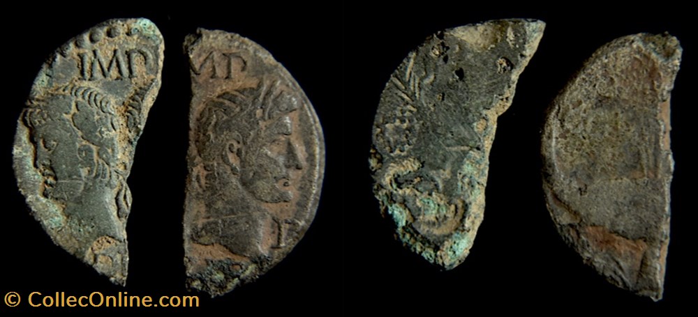 2 demi-As ou Dupondius de Nîmes (De type III) début Ier S. après J.-C monnaies antiquite av jc romaines republicaines imperiales 2 demi as ou dupondius de nimes de type iii debut ier s apres j c