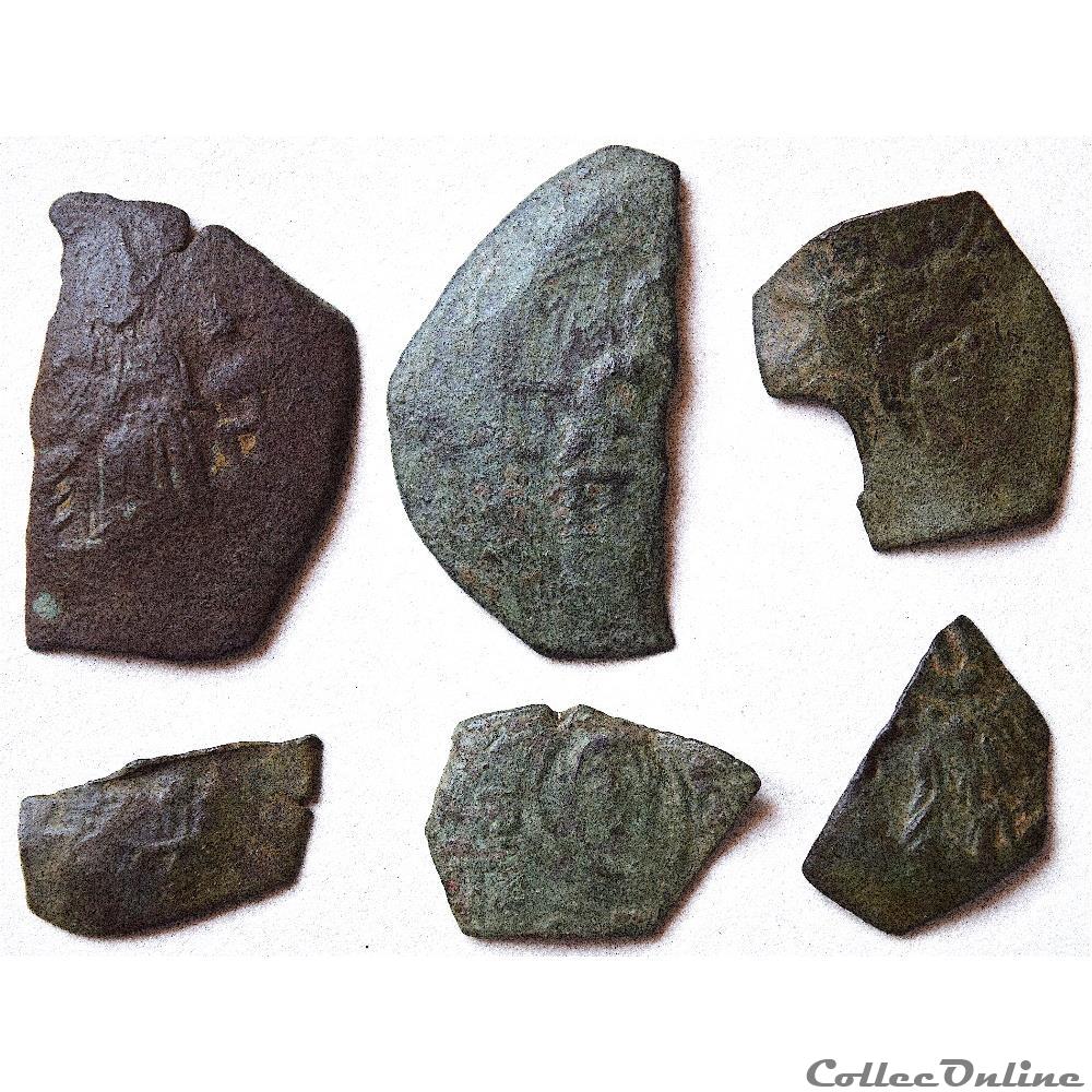 EMPIRE LATIN DE CONSTANTINOPLE 6 Fragments et Monnaies incomplètes (1204-1261 A.D) feodale etat orient empire latin de constantinople 6 fragments et monnaies incompletes 1204 1261 a d