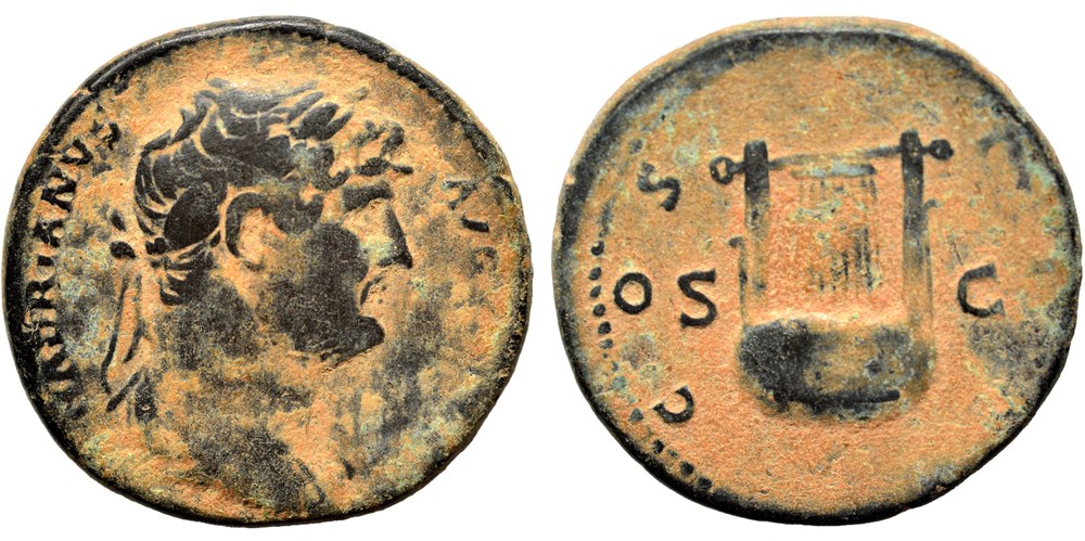 Hadrien, 117-138. As à la Lyre, Rome. monnaies antiques hadrien 117 138 as a la lyre rome