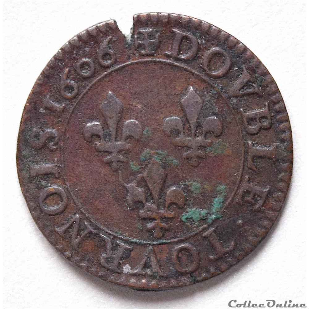 HENRI IIII (IV) (1589 - 1610) - Double tournois 1606 A (Paris) monnaie france royale henri iiii iv 1589 1610 double tournois 1606 a paris
