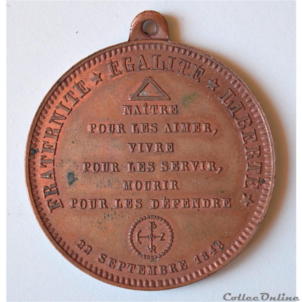france revolution de 1848 medaille maconnique frappee pour le nouvel an republicain