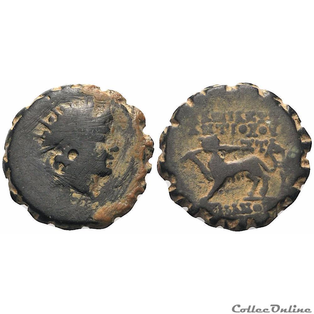 Antiochos VI. Dionysos (144-142 av. J.-C.). Bronze Serratus . Antioche monnaie antique grecque antiochos vi dionysos 144 142 av j c bronze serratus antioche