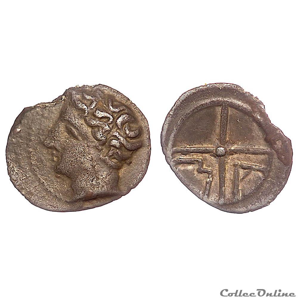 Obole à la Roue et au MA 3 monnaie antique grecque obole a la roue et au ma