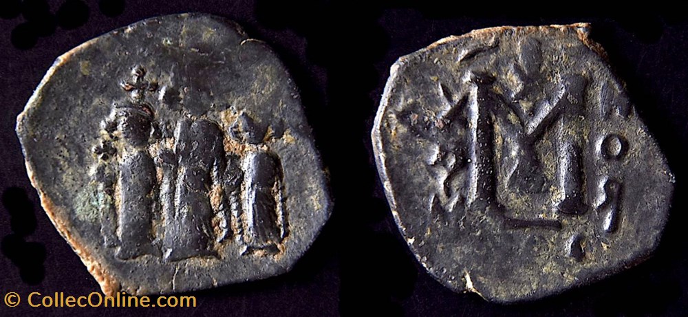 Pseudo byzantine aux 3 empereurs (638-643) Pottier Classe I monnaie antique av jc ap islamique pseudo byzantine aux 3 empereurs 638 643 pottier classe i