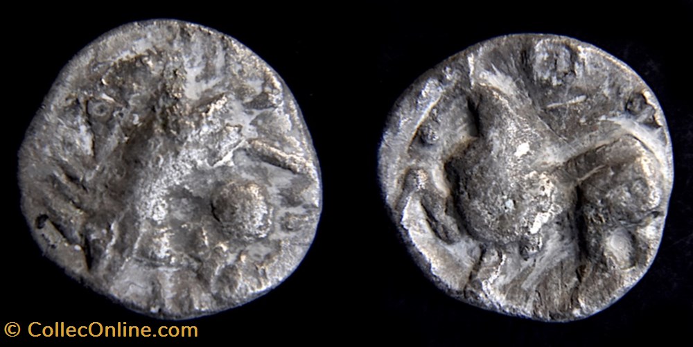CELTES DU DANUBE - PANNONIE(IIe - Ier siècle avant J.-C.) Hémidrachme Rare du “type de Kugelwange" monnaies antiquite jc ap celtes du danube pannonie iie ier siecle avant j c hemidrachme rare du type de kugelwange