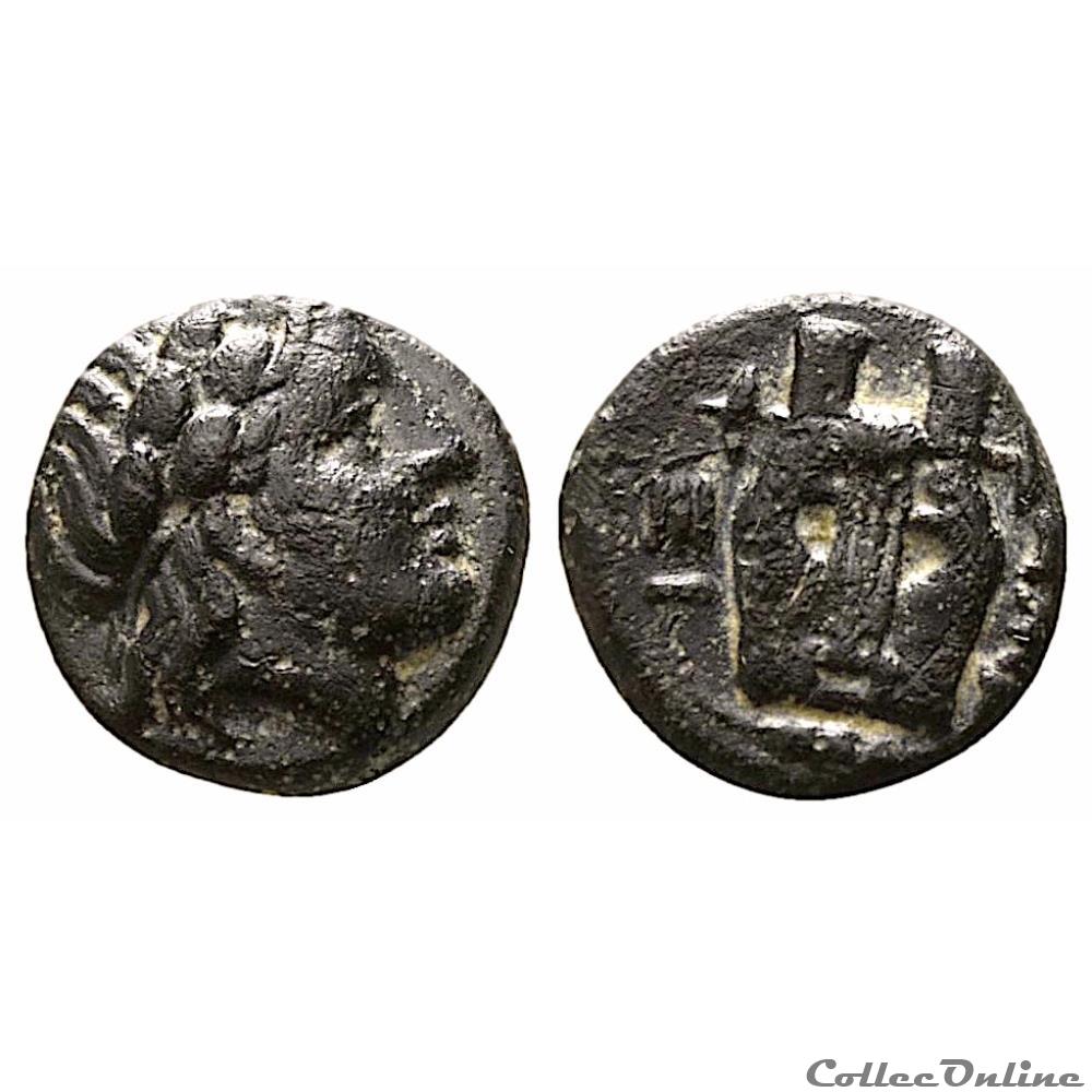 Troas Hamaxitos . Bronze "Apollon à la Lyre" ( IVème s. avant JC.) monnaie antique grecque troas hamaxitos bronze apollon a la lyre iveme s avant jc