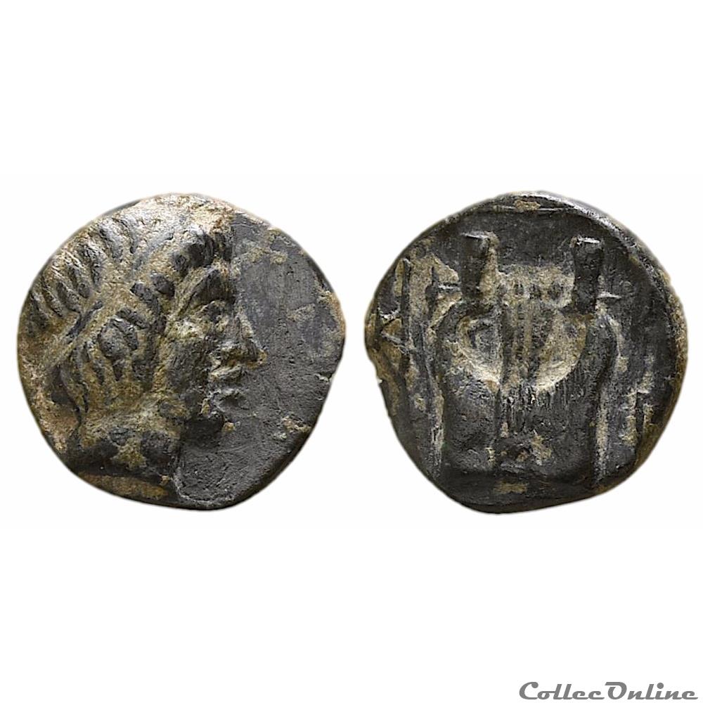 Ionie Colophon (400 - 350 av.jc) Bronze Apollon à la Lyre monnaie antique grecque ionie colophon 400 350 av jc bronze apollon a la lyre