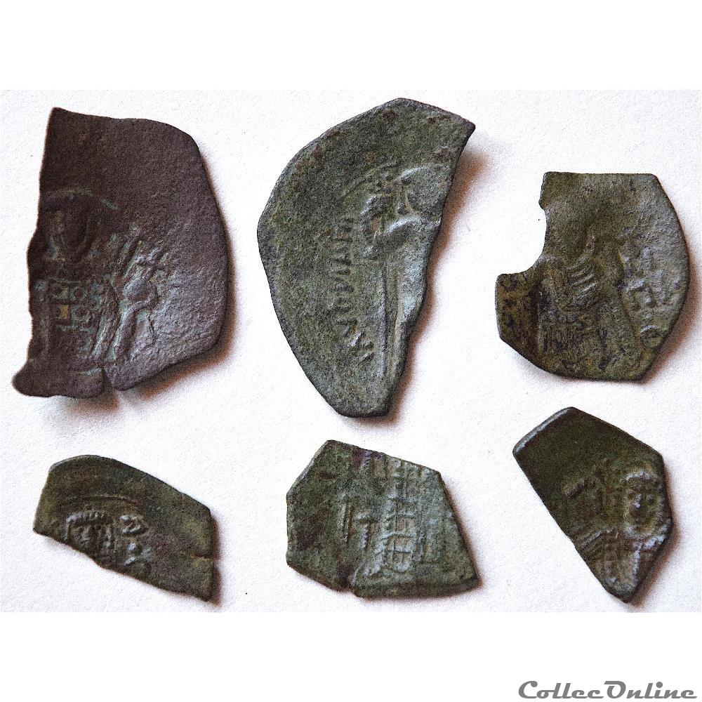 EMPIRE LATIN DE CONSTANTINOPLE 6 Fragments et Monnaies incomplètes (1204-1261 A.D) feodale etat orient empire latin de constantinople 6 fragments et monnaies incompletes 1204 1261 a d