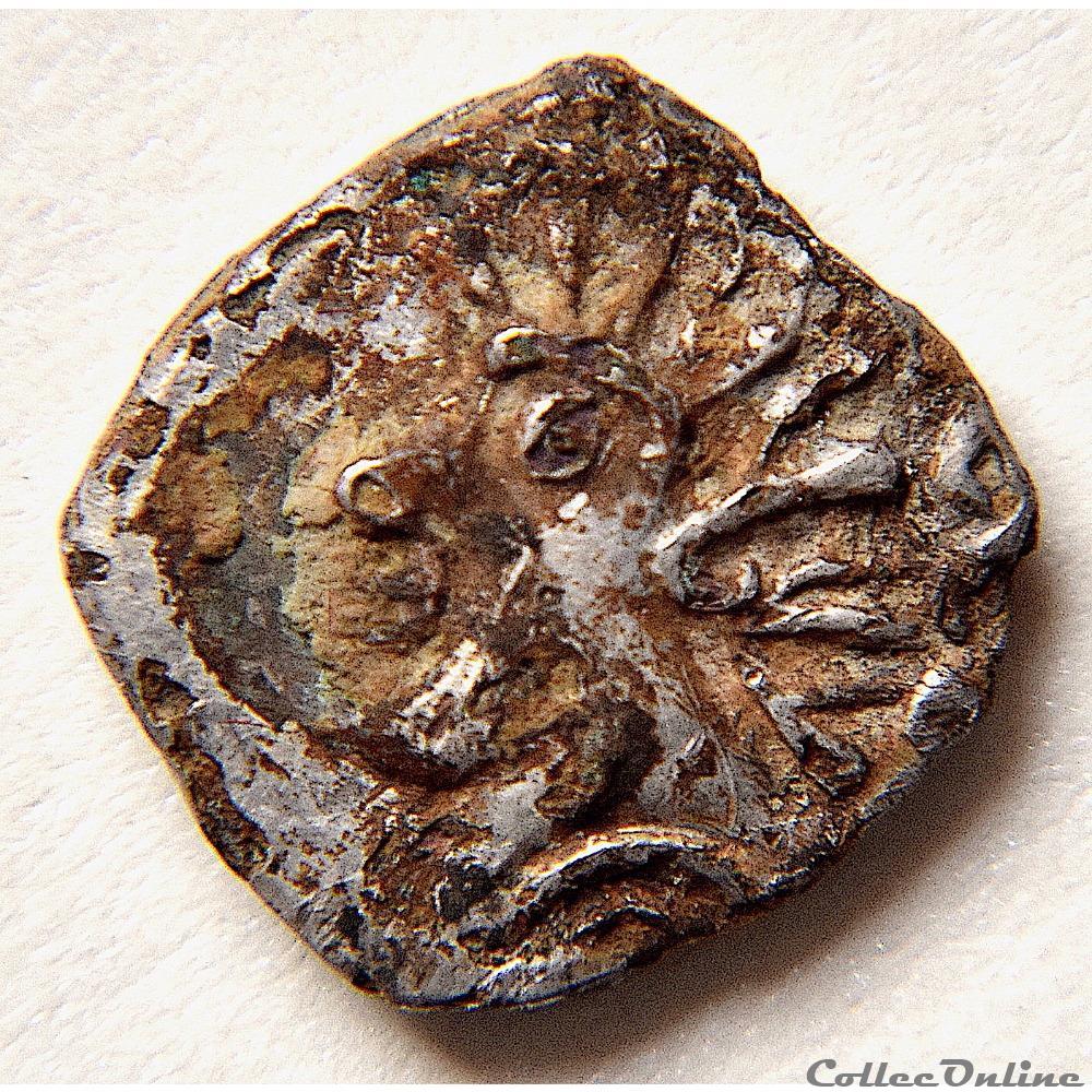 Drachme à la tête négroïde "fourrée" - Volques Arécomiques - 125/-50 av.jc 2 monnaie antique gauloise drachme a la tete negroide fourree volques arecomiques 125 50 av jc