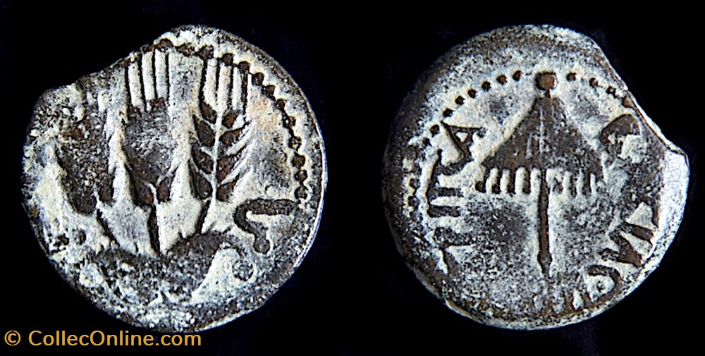 Judée (37-44 A.D) Prutah d'Hérode Agrippa Ier - Année 6 = 41/2 CE monnaies antiques av jc ap moyen orient judee 37 44 a d prutah herode agrippa ier annee 6 41 2 ce