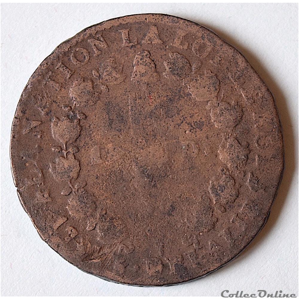 LOUIS XVI (1774 - 1791) 12 deniers type FRANCOIS 1792 . Marseille monnaie france royale louis xvi 1774 1791 12 deniers type francois 1792 marseille