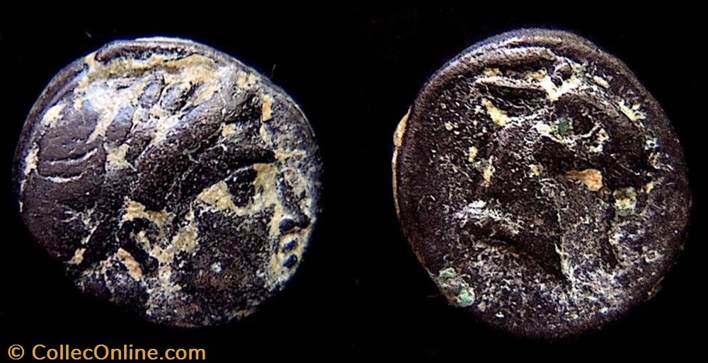 Aeolis . Aegae (C.-B. 400-300) AE 9 - Apollon / Tête de Chèvre 4 monnaie antique av jc grecque aeolis aegae c b 400 300 ae 9 apollon tete de chevre