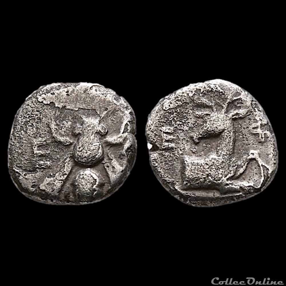 Ionie, Éphèse (390-380 AV JC), Trihémiobole à l'Abeille et au Cerf monnaie antique grecque ionie ephese 390 380 av jc trihemiobole a abeille et au cerf
