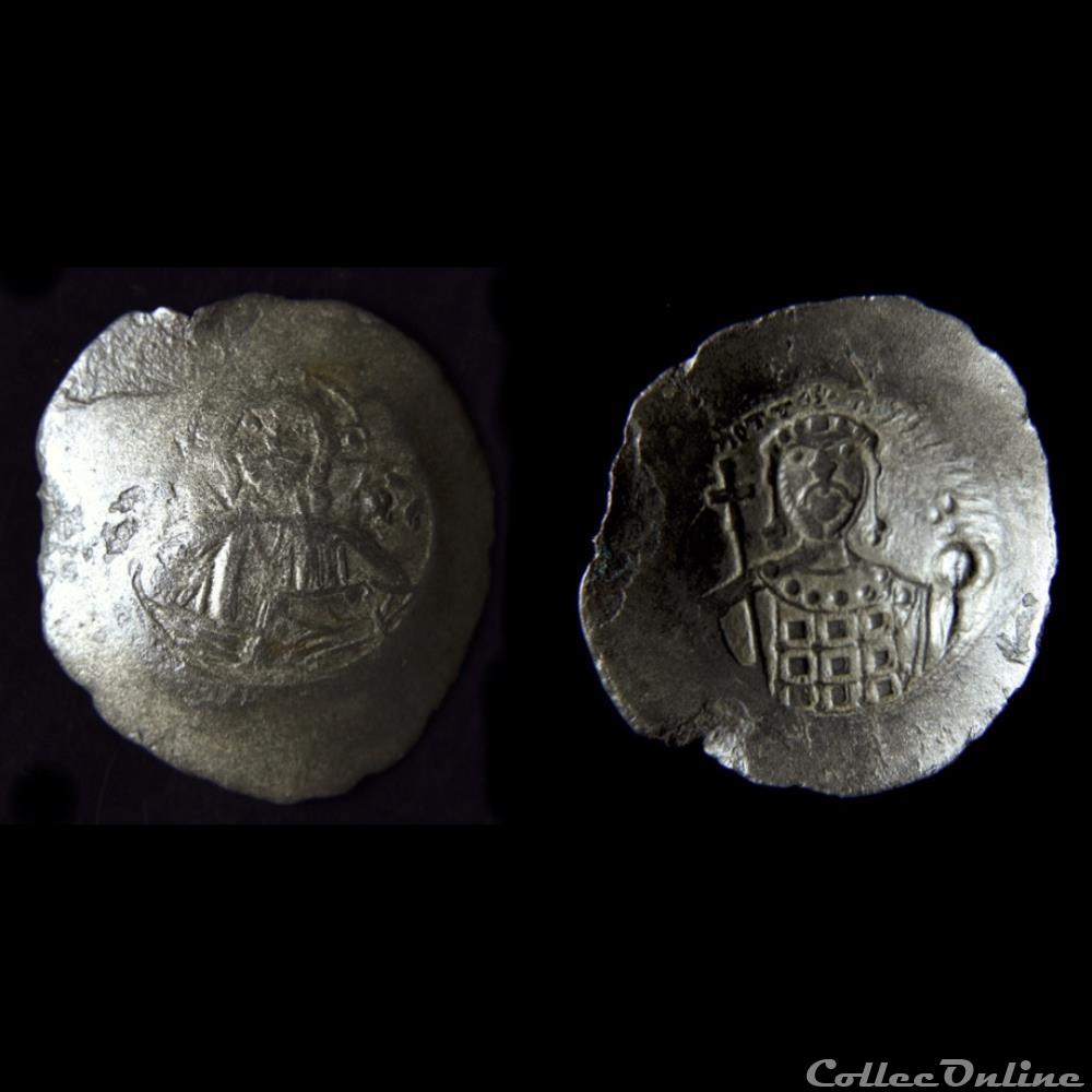 Jean II Comnène (1118-1143) Sear 1944 - Billon aspron trachy au Christ monnaie antique av jc ap byzantine jean ii comnene 1118 1143 sear 1944 billon aspron trachy au christ