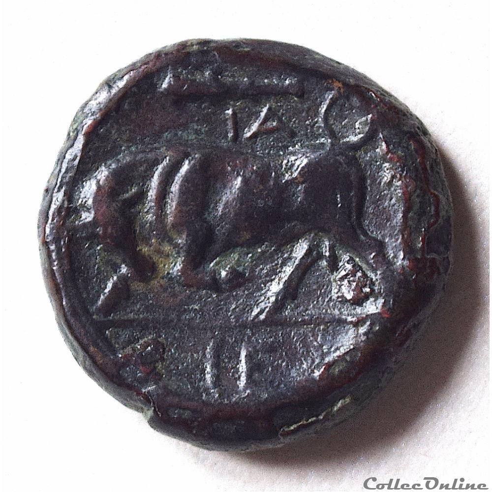 SICILE (Syracuse) Hiéron II - Litra (Revers Taureau ) - Unité de Bronze - (-275 - 265) 3 monnaie antique grecque sicile syracuse hieron ii litra revers taureau unite de bronze 275 265